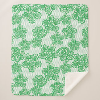 Couverture Sherpa Blanche Sherpa à motif vert