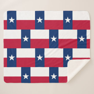 Couverture Sherpa Blanche Sherpa Patriotic avec drapeau du Texas