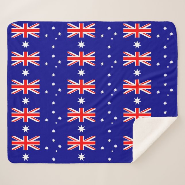 Couverture Sherpa Blanche Sherpa patriotique avec drapeau australien (Devant (Horizontal))