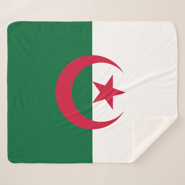 Couverture Sherpa Blanche Sherpa patriotique avec drapeau d'Algérie (Devant (Horizontal))