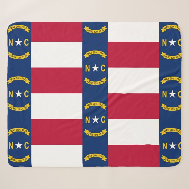 Couverture Sherpa Blanche Sherpa patriotique avec drapeau de Carolin (Devant (Horizontal))