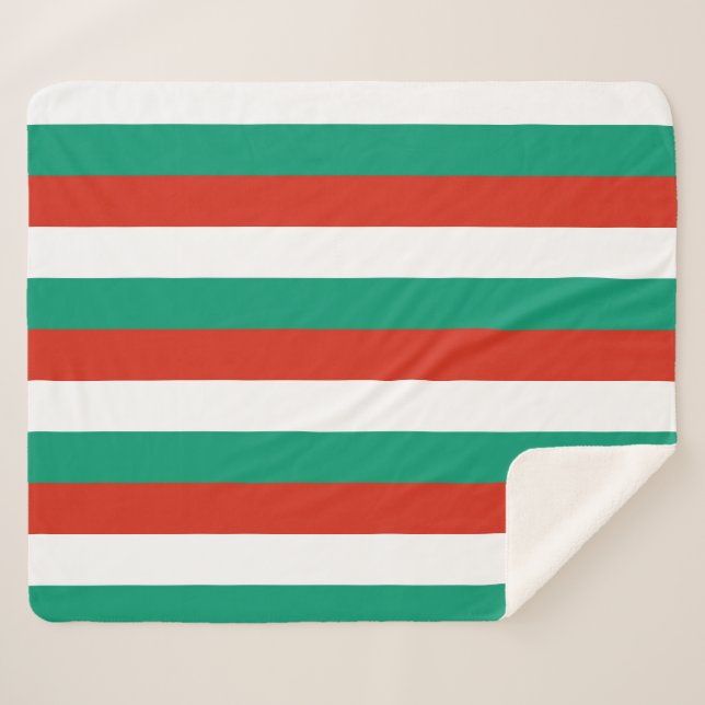 Couverture Sherpa Blanche Sherpa patriotique avec drapeau de la Bulg (Devant (Horizontal))