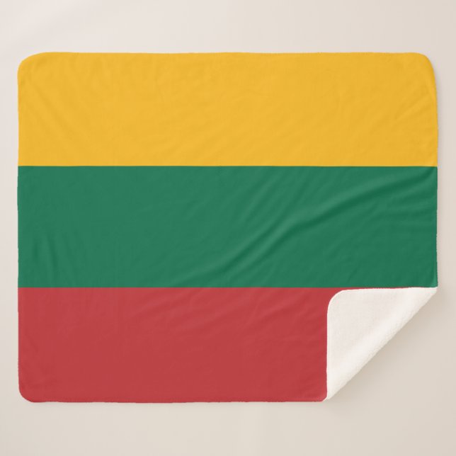 Couverture Sherpa Blanche Sherpa patriotique avec drapeau de Lituani (Devant (Horizontal))