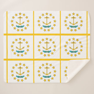 Couverture Sherpa Blanche Sherpa patriotique avec drapeau de Rhode I