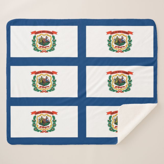 Couverture Sherpa Blanche Sherpa patriotique avec drapeau de Virgini (Devant (Horizontal))