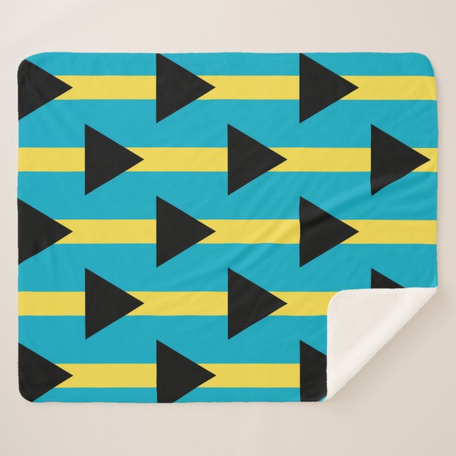 Couverture Sherpa Blanche Sherpa patriotique avec drapeau des Bahama (Devant (Horizontal))