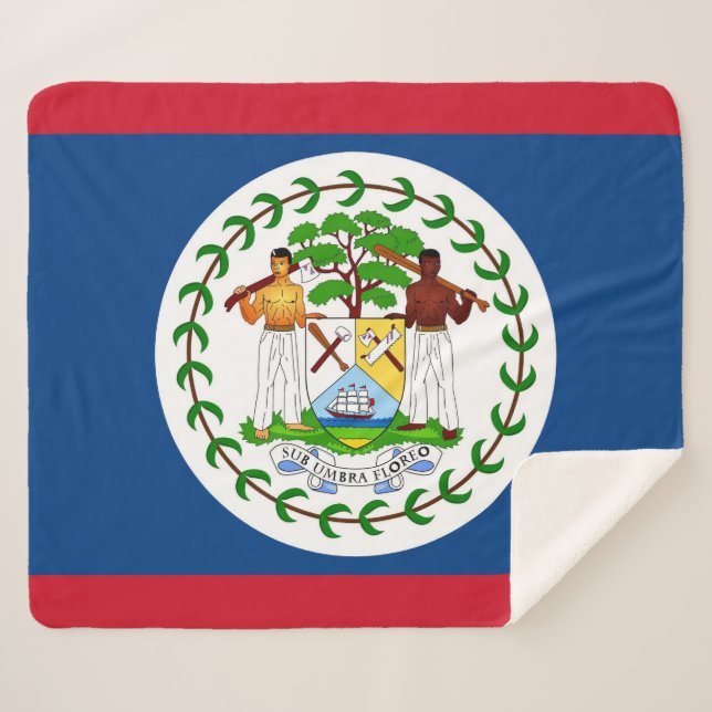 Couverture Sherpa Blanche Sherpa Patriotique avec drapeau du Belize (Devant (Horizontal))
