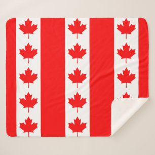 Couverture Sherpa Blanche Sherpa patriotique avec drapeau du Canada