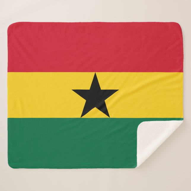 Couverture Sherpa Blanche Sherpa patriotique avec drapeau du Ghana (Devant (Horizontal))