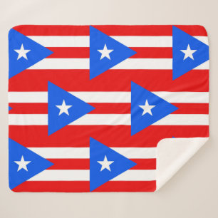 Couverture Sherpa Blanche Sherpa patriotique avec drapeau Porto Rico