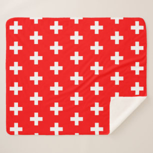 Couverture Sherpa Blanche Sherpa patriotique avec drapeau suisse