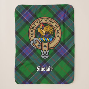 Couverture Sherpa Blason du Clan Sinclair sur tartan de chasse
