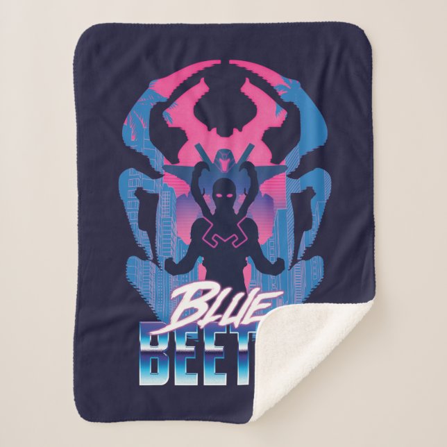Couverture Sherpa Bleu Beetle Rétrowave contre graphique (Devant)