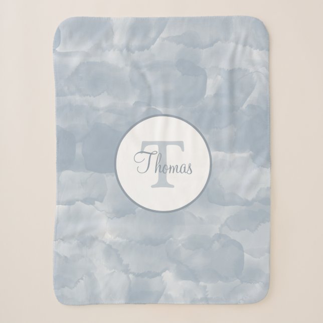 Couverture Sherpa Bleu d'aquarelle Dusty personnalisé (Devant)