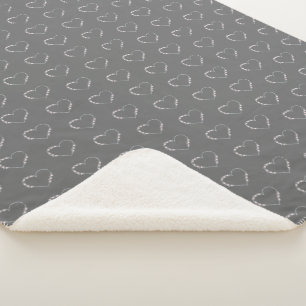 Couverture Sherpa Bleu et rose minimaliste Floral Heart Gris