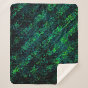 Couverture Sherpa Bleu noir vert rayé arrière - plan avec flou, gra