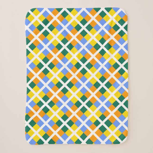 Couverture Sherpa Bleu Vert Jaune Orange (Devant)