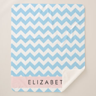 Couverture Sherpa Bleu Zigzag, Bleu Chevron, Vague Motif, Votre Nom