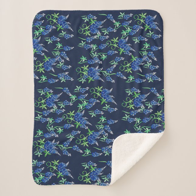 Couverture Sherpa Bleus du Texas Floral Blue (Devant)