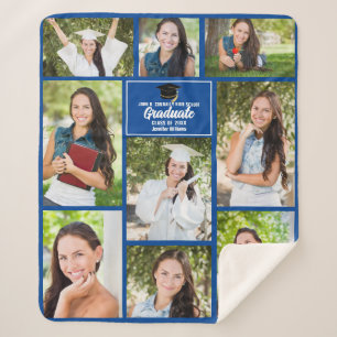 Couverture Sherpa Blue Graduate Photo Collage Moderne Graduation Cad
