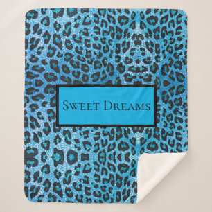 Couverture Sherpa Blue Leopard Faux Sparkle Sweet Dreams Modern Chic