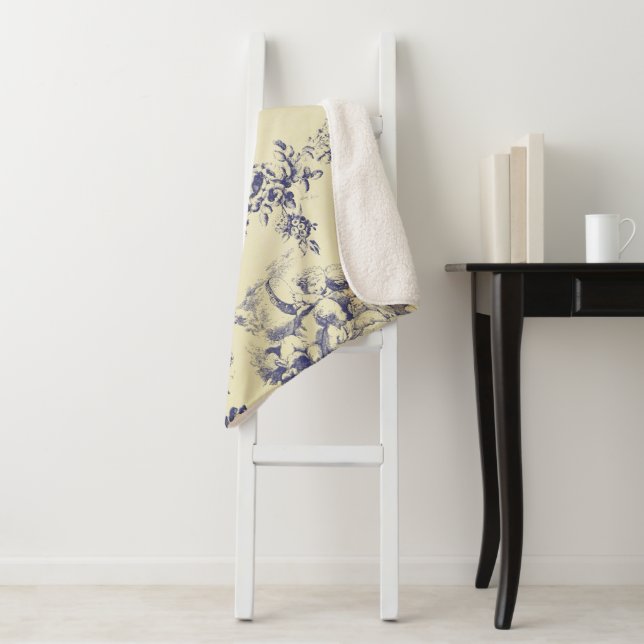 Couverture Sherpa Blue Toile France Pays Cherub Motif (En situation)
