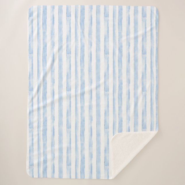 Couverture Sherpa Blue White Stripes   (Devant)