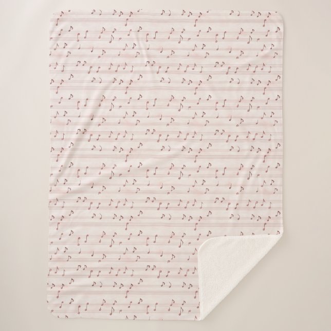 Couverture Sherpa Blush Pink Brown Music Notes   (Devant)