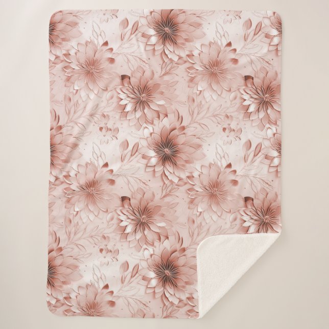 Couverture Sherpa Blush Pink Rose Floral (Devant)