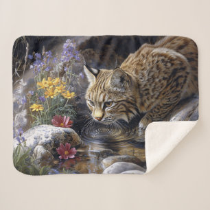 Couverture Sherpa Bobcat avec art Pittoresque Fleur sauvage
