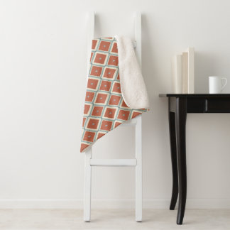 Couverture Sherpa Boho Chic Terracotta and Indigo Geometric Ikat Pat