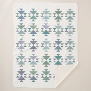 Couverture Sherpa Boho minimaliste Géométrique Pastels Bleus Sud-Oue