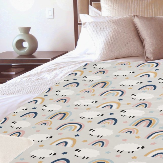 Couverture Sherpa Boho Sheep joyeux Rainbow Print (Créateur téléchargé)