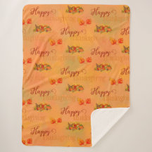 Bon thanksgiving Cornucopia Sherpa Fleece Blanke