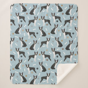 Couverture Sherpa Boston Terrier Bones and Paws