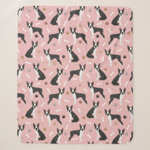 Couverture Sherpa Boston Terrier Bones and Paws Sherpa Blanket