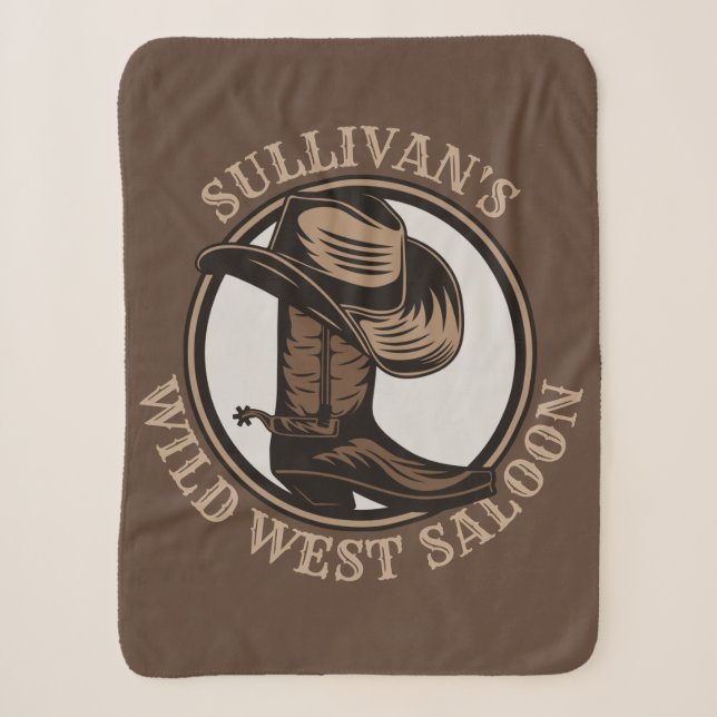 Couverture Sherpa Bottes de cowboy Occidentales Wild West personnali (Devant)