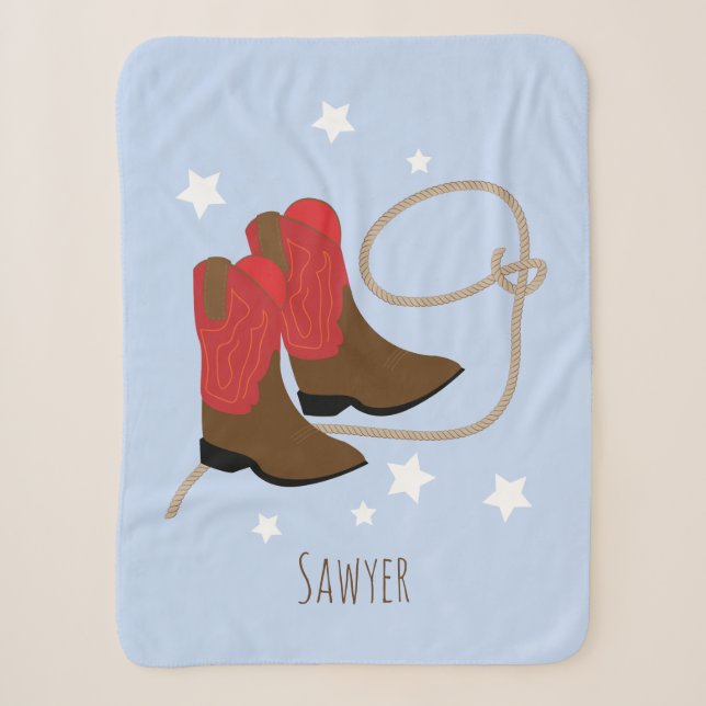 Couverture Sherpa Bottes et corde de cowboy rouges et Brown, personn (Devant)