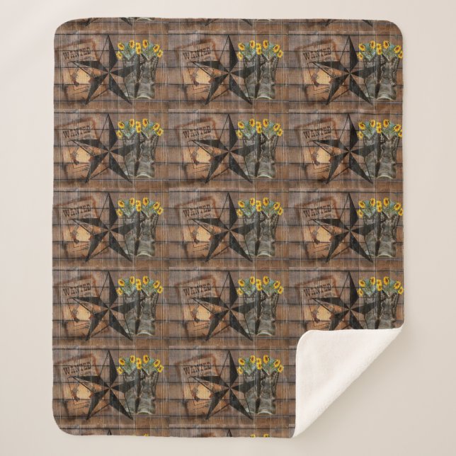 Couverture Sherpa Bottes Russe Texas Star Western Pistol Cowboy (Devant)