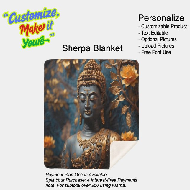 Couverture Sherpa Bouddha Ultra Soft Sherpa Blanche (Buddha Ultra Cozy Sherpa Blanket. Size Medium.)