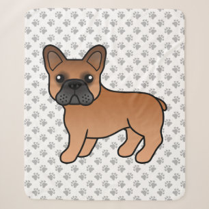 Couverture Sherpa Bouledogue français rouge mignon chien de dessin a