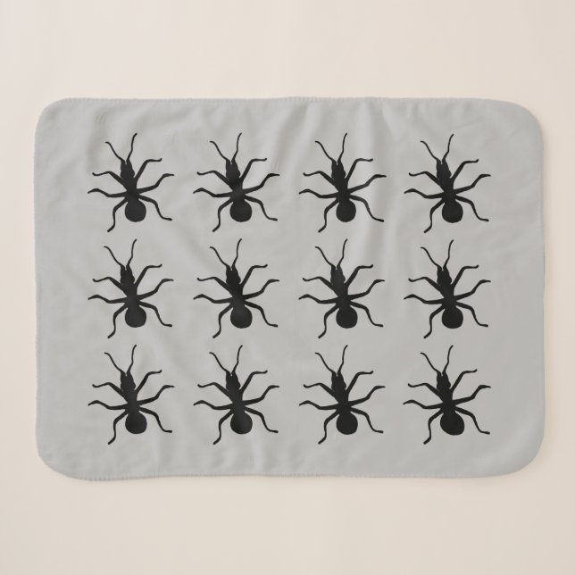 Couverture Sherpa Bouquet de Déplaisantes Crawly Black Ants sur Grey (Devant (Horizontal))