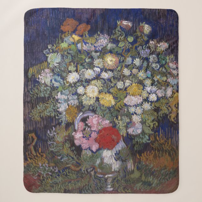 Couverture Sherpa Bouquet de fleurs dans un vase | Van Gogh | (Devant)