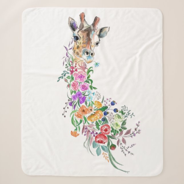 Couverture Sherpa Bouquet de fleurs Giraffe Sherpa Blanket (Devant)