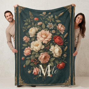 Couverture Sherpa Bouquet de roses victoriennes florales vintage pou