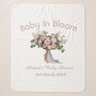 Couverture Sherpa bouquet floral baby in bloom shower bébé rétro ros