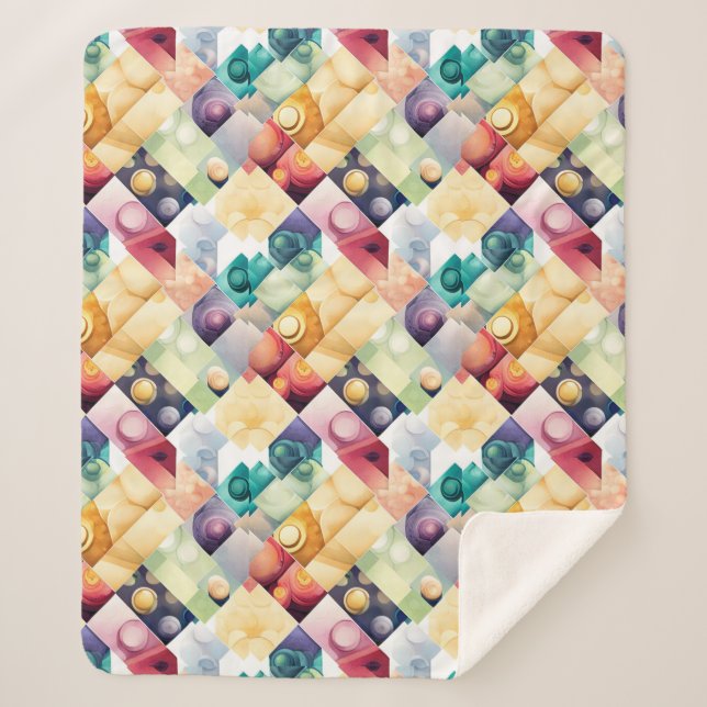 Couverture Sherpa Boutons géométriques (Devant)