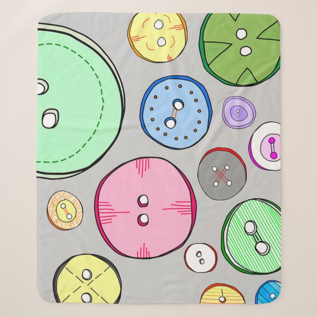 Couverture Sherpa Boutons pastel colorés (Devant)
