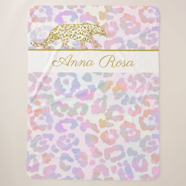 Couverture Sherpa *~* Bouts de teinture Leopard Or Pastel (Devant)
