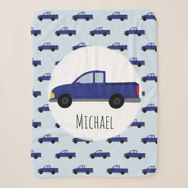 Couverture Sherpa Boys Cube Blue Pickup Truck Cartographie Enfants (Devant)
